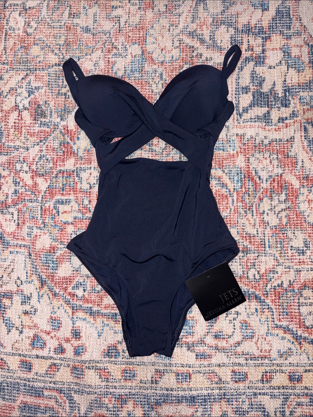 Jets by Jessika Allen Cutout One Piece Swimsuit in Ink Blue SZ US 4 NWT